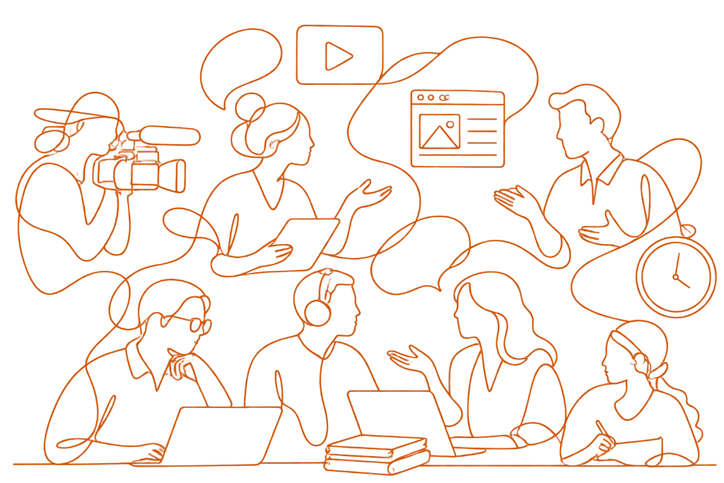 kollaboratives teamwork als one line illustration